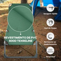 Outsunny Espreguiçadeira Dobrável e Reclinável em 4 Posições com Estrutura Metálica e Tecido Oxford para Exterior 187x58x28 cm Verde(m-5)