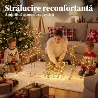 Outsunny set de Crăciun 3 piese cu reni și sanie, 240 LED, 105 cm, alb cald(m-4)