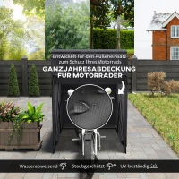 Outsunny Motorrad Abdeckplane Faltbar Outdoor Motorradabdeckung Wasserdicht Winterfest XXL 345cmx135cmx191cm Schwarz(m-4)