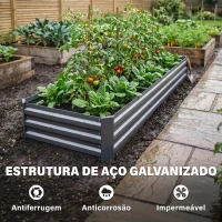 Outsunny Floreira Exterior Grande Retangular em Aço Galvanizadocom Base Aberta 240x60x30 cm Cinzento Escuro(m-5)