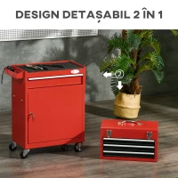 DURHAND Cutie pentru unelte pe roti cu 4 sertare rulante, Rosu(m-4)