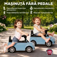 AIYAPLAY Mașinuță de Împins pentru Copii cu Licență Fiat, Muzică, Claxon, Anti-Răsturnare și PP, Albastru(m-7)