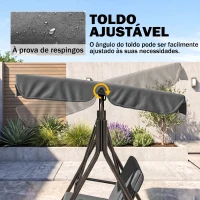 Outsunny Baloiço de Jardim de 3 Lugares com Almofada Toldo Ajustável e Estrutura de Aço para Balcão Terraço 172x110x153 cm Cinza(m-4)