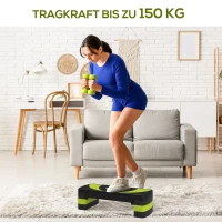 HOMCOM Aerobic-Stepper, höhenverstellbar, für Indoor und Outdoor, Belastbarkeit bis 150 kg, 80 x 31 x 10-20 cm, Grün(m-7)