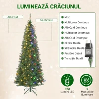 HOMCOM Brad de Crăciun de 210 cm cu 350 de lumini albe și colorate, 9 moduri de iluminare(m-5)