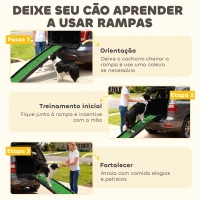 PawHut Rampa para Cães com Relva Artificial 155 cm Dobrável com Pega Ângulo Ajustável Verde(m-9)