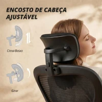 HOMCOM Cadeira de Escritório Giratória com Altura Ajustável Apoio para a Cabeça e Suporte Lombar Ajustáveis 58x63x115-125 cm Preto(m-6)