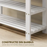 HOMCOM Bancă Joasă pentru Pantofi din Bambus cu 2 Rafturi și Șezut, 70 x 28 x 45 cm, Alb(m-7)