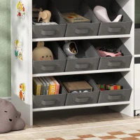AIYAPLAY Organizador de Brinquedos para Crianças com 11 Cestas Amovíveis Compartimentos e Autocolantes 105x30x80 cm Branco e Cinza(m-8)