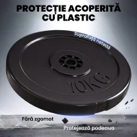 HOMCOM Set de Discuri de Greutăți pentru Antrenament, 5 kg și 10 kg, Negru(m-5)