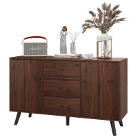 HOMCOM Bufet Modern din Lemn și PAL cu 2 Dulapuri și 3 Sertare, 127x40x76 cm, Maro și Negru(m-12)
