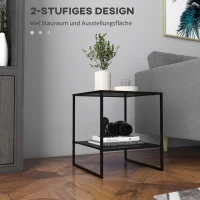 HOMCOM Beistelltisch im Industriedesign Couchtisch Nachttisch, 1 Ablage, Schwarz(m-4)