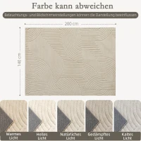 HOMCOM Maschinengewebter Teppich, 15 mm hoch, vielseitig einsetzbar, rutschfest, Cremeweiß(m-3)