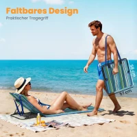 Outsunny 2er Set Strandmatte mit Verstellbarer Rückenlehne klappbar leicht Strandliege mit Kopfkissen Aufbewahrungstasche(m-6)