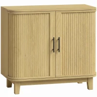 HOMCOM 80cm Sideboard Buffet Cabinet, Storage Cabinet with 2 Curved Doors, Adjustable Shelf and Legs for Dining Room, Oak(m-1)
