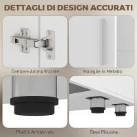 HOMCOM Armadio Guardaroba con 4 Ante e Chiusura Soft Close, 60x34x180  cm, Bianco(m-7)