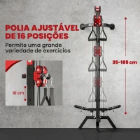 SPORTNOW Máquina de Polia Alta e Baixa de Parede Ajustável com 16 Posições e Barra para Puxadas para Ginásio em Casa(m-5)