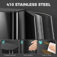 HOMCOM 50L Kitchen Bin, Metal Pedal Rubbish Bin with Soft Close and Stay-Open Lid, Removable Inner Bucket, High Gloss Black(m-7)