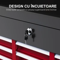 HOMCOM Cutie pentru Scule cu 6 Sertare din Oțel cu Încuietoare, 60x26x34cm, Negru și Roșu(m-5)