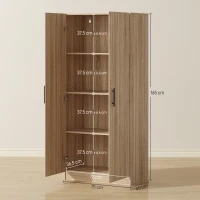 HOMCOM Bufet Modern de Bucătărie cu 2 rafturi reglabile și uși cu închidere amortizată, 75x40x165 cm, lemn(m-3)