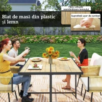 Outsunny Set de Grădină 5 Piese cu Masă din Lemn-Plastic(m-7)
