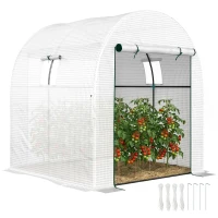 Outsunny Seră Tip Tunel pentru Grădină 1.8x1.8x2 m din Oțel și PE Anti-UV cu Uși Rulabile și Ferestre, Albă(m-11)