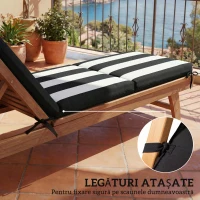 Outsunny Set de 2 Perne Șezlong Hidrofuge, 183x54cm, Alb,Negru(m-6)
