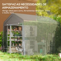 Outsunny Tenda de Jardim para Bicicletas com Estrutura Metálica, 2 Portas com Fecho, Impermeável, Anti-UV, 2,4x2x2 m, Cinzento Escuro(m-7)