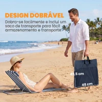 Outsunny Conjunto de 2 Esteiras com Encosto Reclinável, Apoio de Cabeça e Bolsa de Transporte 134x48x33-43 cm Brancas e Azuis(m-7)