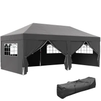 Outsunny Pavillon ca. 6x3m Stabil Winterfest Pop-up Faltpavillon mit Fenster Reißverschlusstür Seitenteilen UV Schutz(m-12)