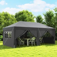 Outsunny Pavillon ca. 6x3m Stabil Winterfest Pop-up Faltpavillon mit Fenster Reißverschlusstür Seitenteilen UV Schutz(m-10)