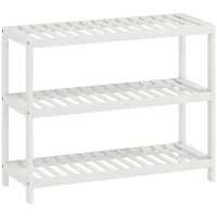 HOMCOM 3-stufiges Bambusregal, Schuhregal, Aufbewahrungsregal, lackierte Oberfläche, Weiß(m-1)