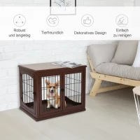 PawHut Hundebox, 2 Eingänge, abschließbar, MDF und Metall, 58,4 x 81,3 x 66 cm, Schwarz(m-4)