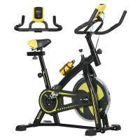 SPORTNOW Heimtrainer, leise, anpassbarer Widerstand, Pulssensor, Monitor, Gelb(m-12)