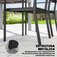 Outsunny Conjunto de 4 Cadeiras de Jardim Empilháveis para Exterior com Apoios de Braços Encosto e Assento Estrutura Metálica, 52x51x90 cm Preto(m-7)