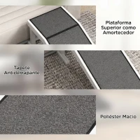 PawHut Rampa de Madeira para Animais com Tapete Antiderrapante para Cães Pequenos ou Séniores 125x40x35,5 cm Branco e Cinzento(m-6)