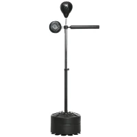 SPORTNOW Höhenverstellbarer Punchingball, 360° drehbar, inkl. Boxbandagen, Schwarz, 80,5 x 48 x 163-205 cm(m-11)