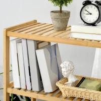 HOMCOM Estante de Bambú de 4 Níveis Móvel Organizador Multifuncional para Casa de Banho Cozinha Sala de Estar com Dispositivo Anti-Rolamento 62x33x112cn Natural(m-8)
