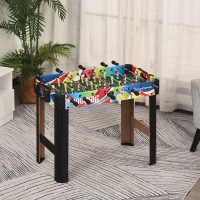 HOMCOM Masa de Fotbal cu 2 Tabele de Scor, din Lemn, Oțel Inoxidabil și Plastic, 86,5x43,5x63 cm, Multicolor(m-10)