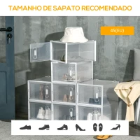 HOMCOM Armário Modular de Plástico Sapateira Modular com 8 Cubos Portas Magnéticas Organizador de Sapatos para Entrada Corredor Dormitório 28x36x21cm Transparente(m-7)