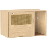 PawHut Móvel Caixa de Areia para Gatos Caixa de Areia para Gatos com Tapete de Arranhar e Porta de Vime 80x50x50 cm Branco(m-12)