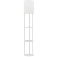 HOMCOM Candeeiro de Pé com Prateleiras 3 Temperaturas de Cor Controlo Remoto e Casquilho E27 Ø29x158 cm Branco(m-1)