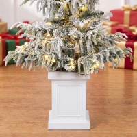 HOMCOM 3ft Prelit Flocked Christmas Tree, Artificial Snow Flocked Spruce with 100 Warm White LED Lights, 8 Modes, Green(m-13)