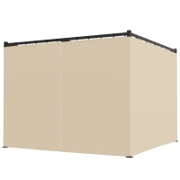 Outsunny Pergola 3 x 3 m Freistehend Terrassenüberdachung mit Schiebedach, 4 Seitenwände UV-beständig Beige(m-10)