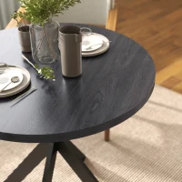 HOMCOM Esstisch 75 x 75 cm rund Küchentisch für 2-4 Personen modern Esszimmertisch mit Spinnenfuß Schwarz(m-9)