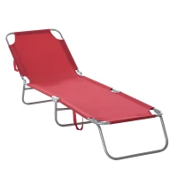 Outsunny Espreguiçadeira Dobrável Espreguiçadeira de Jardim com Encosto Ajustável em 5 Posições para Terraço 187x55x24 cm Vermelho(m-1)