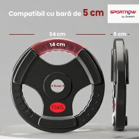 SPORTNOW Set Discuri Greutăți 2x15 kg cu Orificiu 5 cm și 3 Mânere(m-3)