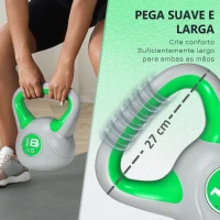 SPORTNOW Kettlebell 16 kg Peso Russo com Revestimento de PU e Enchimento de Areia para Treinamento 26x18x32 cm Verde e Cinza(m-4)