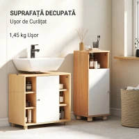 HOMCOM Dulap sub Chiuvetă de Baie cu Dulap cu 2 Uși Soft-Close și 6 Rafturi Deschise, 60x33x57cm, Alb(m-13)