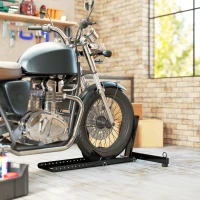 HOMCOM Suport Blocare Roată pentru Motocicletă, Suport Reglabil pe 14 Niveluri pentru Roți Ø34-84 cm, Negru(m-10)